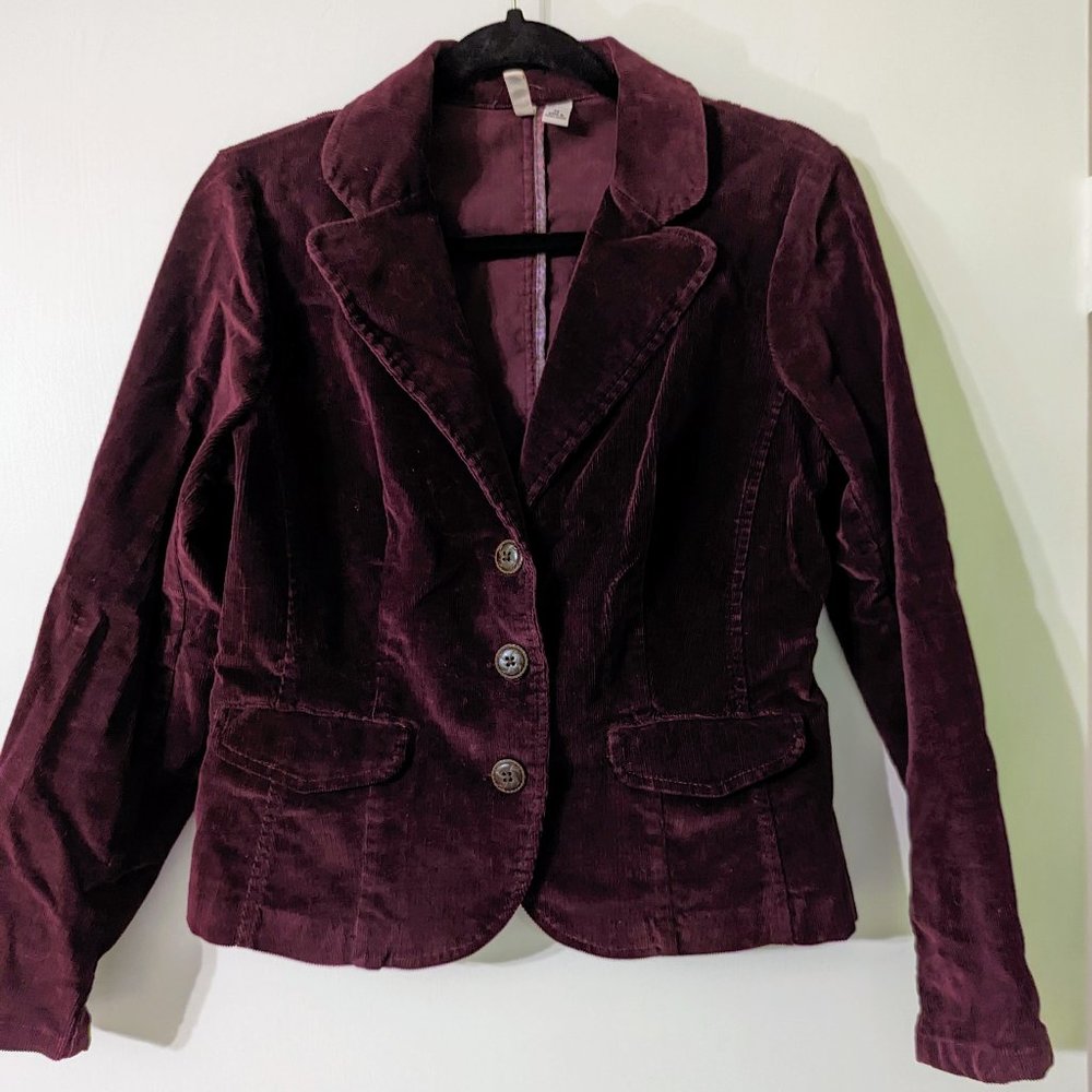 Burgundy Stretch Corduroy Blazer